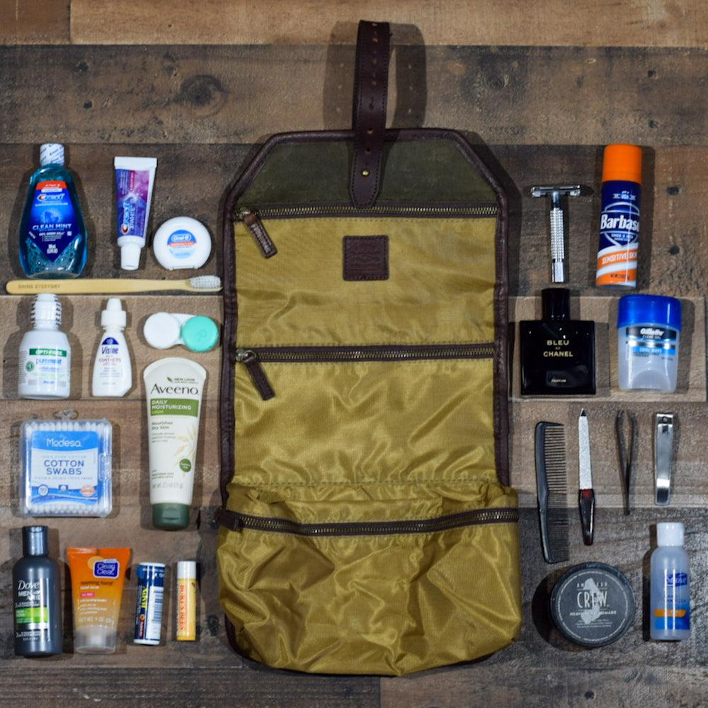 Campaign Waxed Canvas Roll-Up Toiletry Shave Kit