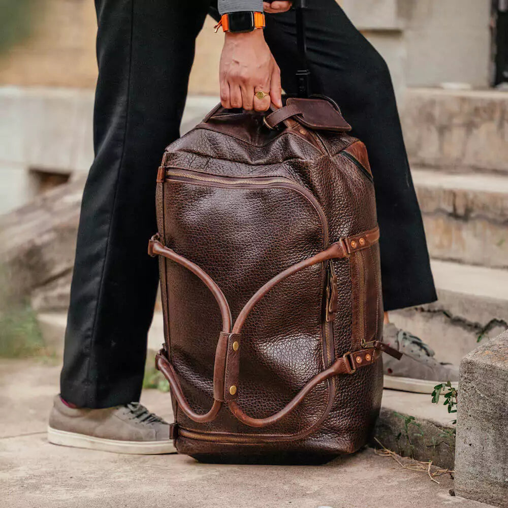 Theodore Leather Rolling Carry-On Duffle Bag